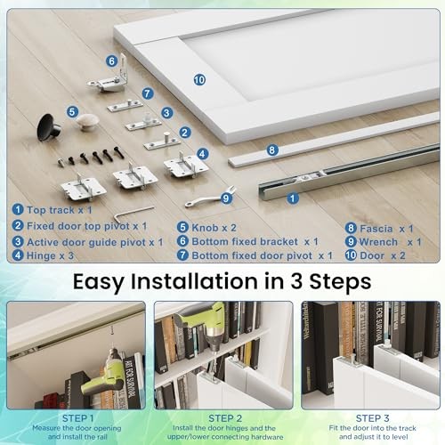 White 2-Panel Folding Closet Doors - 30" x 80" Opening