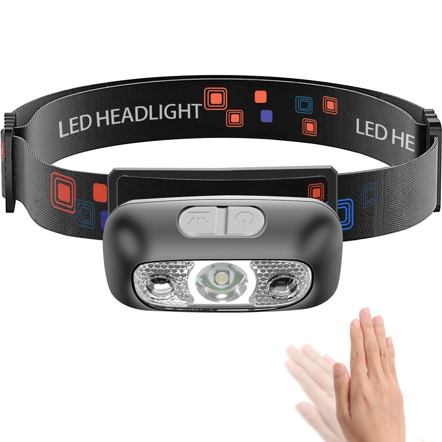 HILIYOT Headlamp, USB-C Rechargeable,90-Degree Small, Black