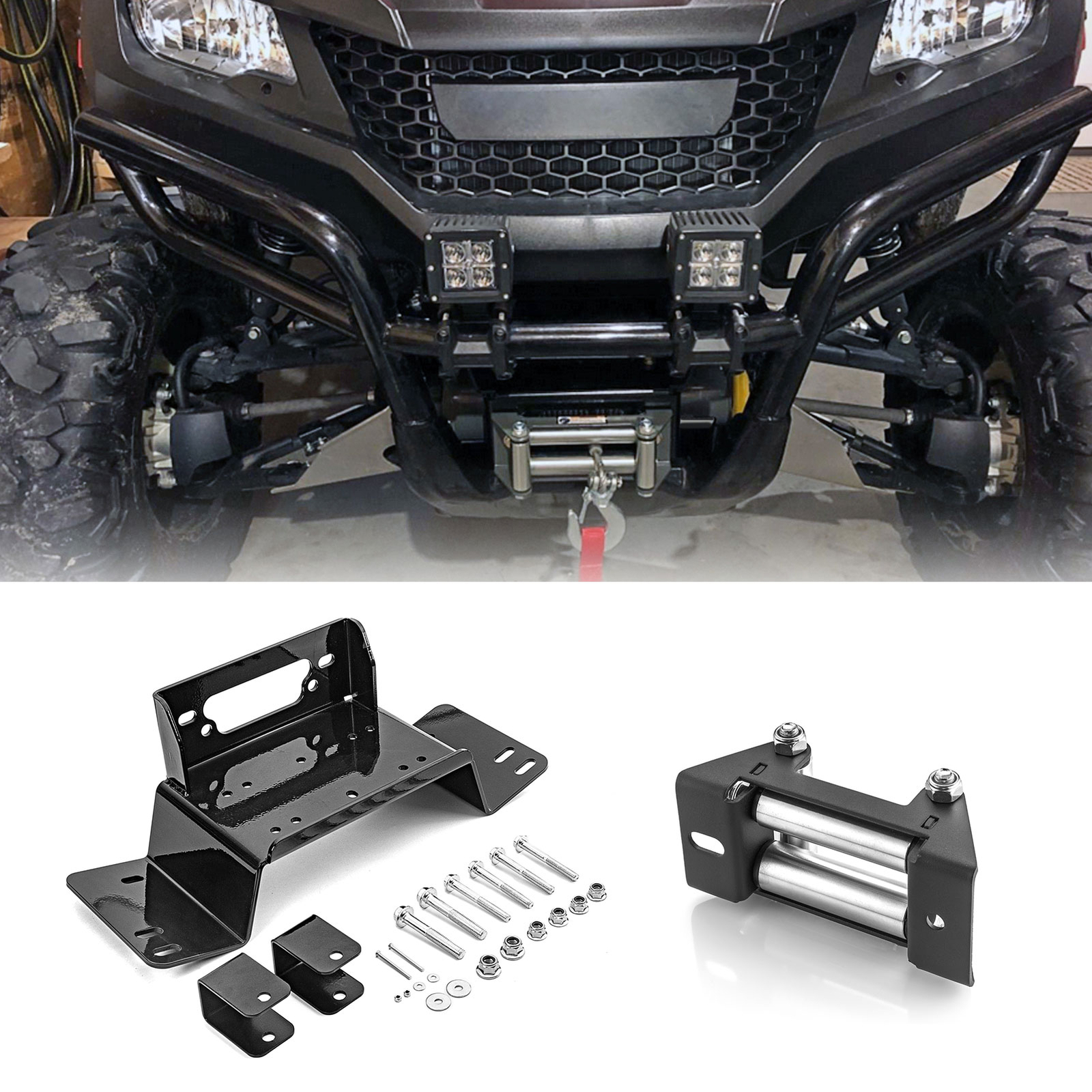 Steel Winch Mount 4 7/8" Roller Fairlead Set For HONDA PIONEER 700 700-4 2014-26