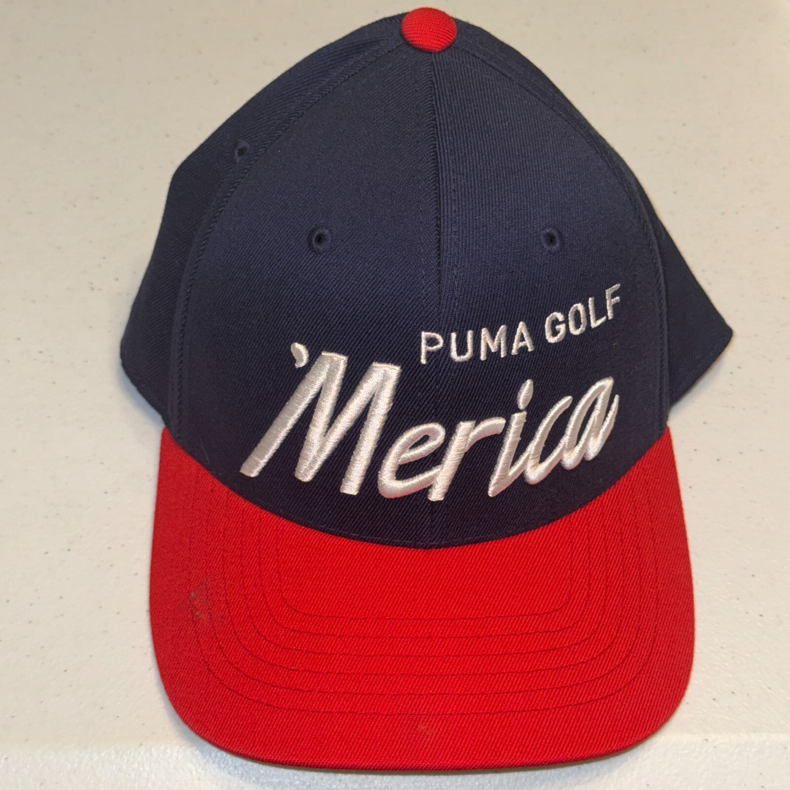 Puma Golf Merica Script Snapback Cap USA America Navy Blue Red Hat OSFM 'Merica