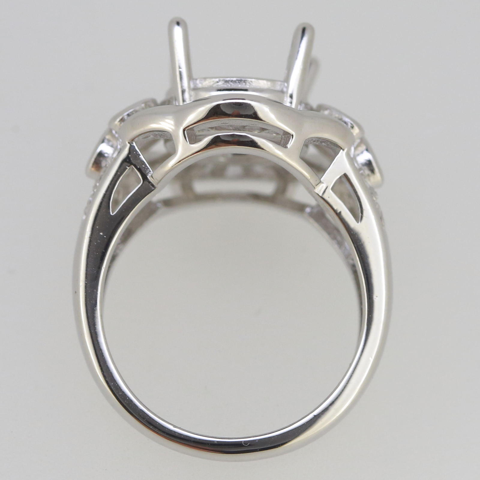 Vintage Style Sterling Silver Semi Mount Ring Setting Round RD 10x10mm