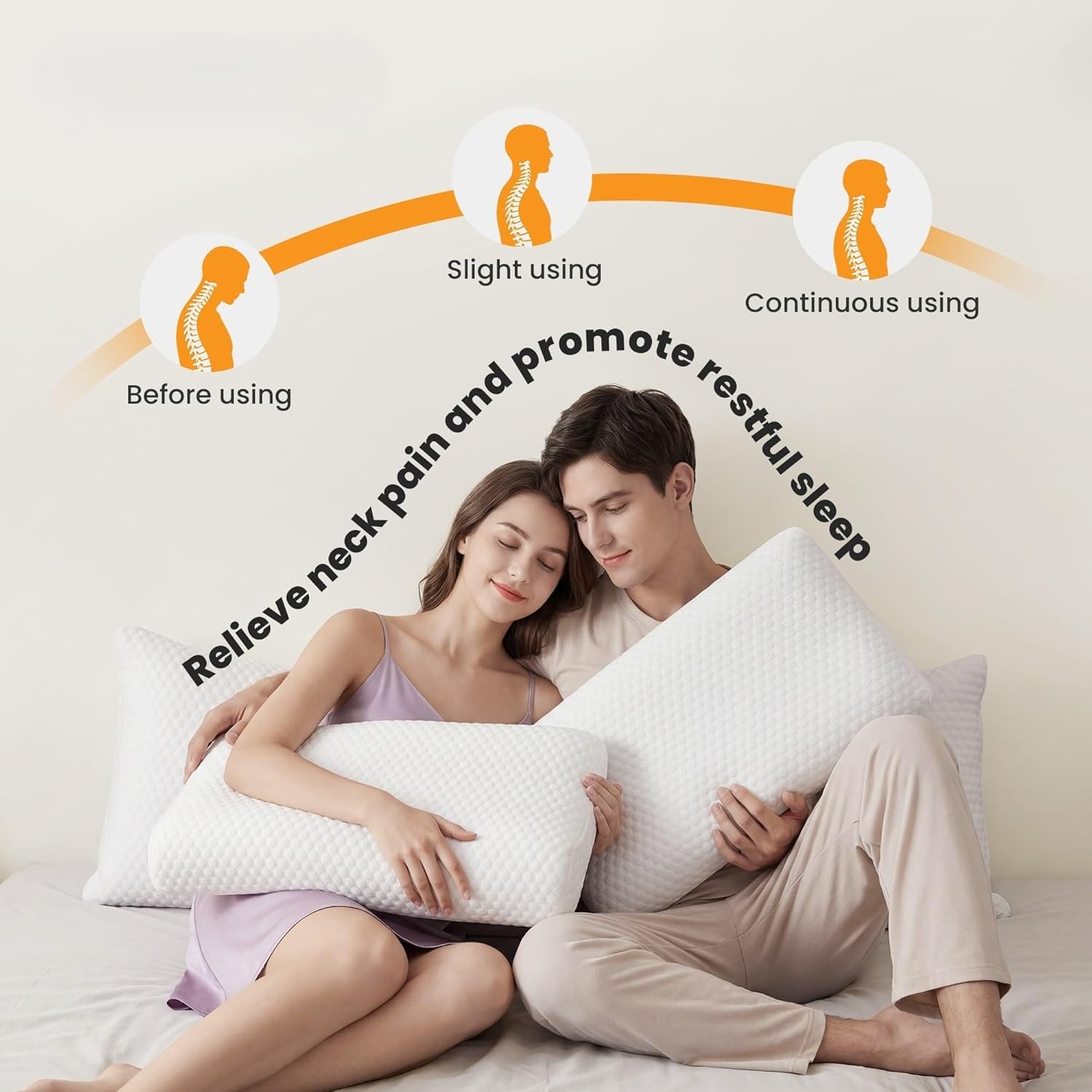 Cooling Memory Foam Pillow with Pillowcase - Neck Support for Side Sleepers