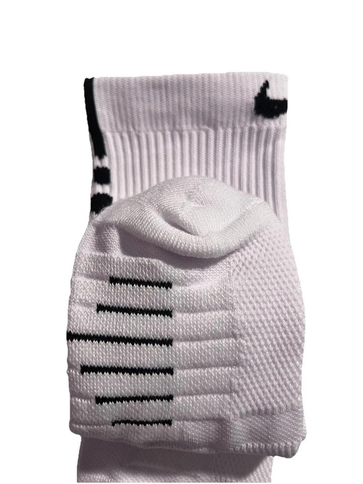 NBA Elite Socks Authentics Cushioned Crew Basketball Socks Men 8-12 White