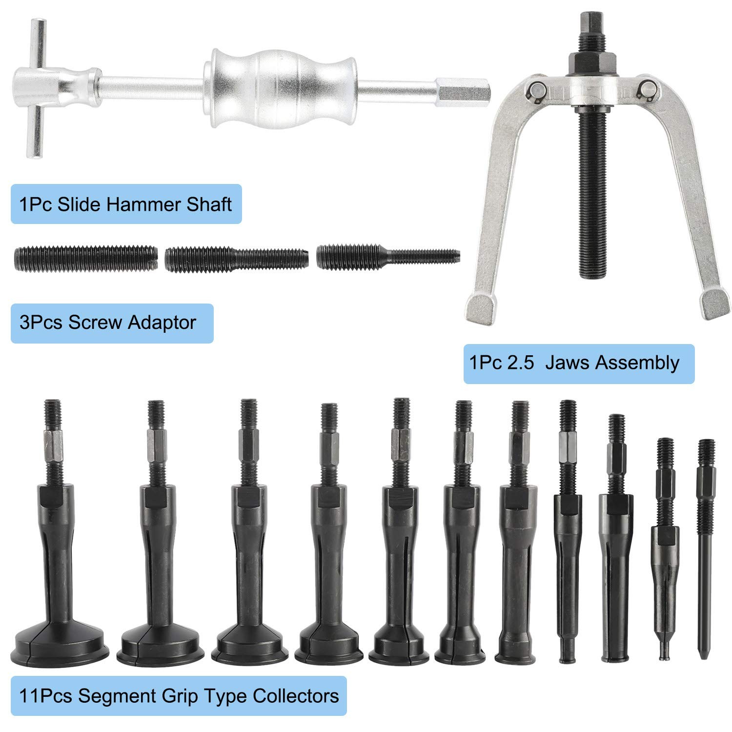 KUNTEC Blind Inner Bearing Race and Seal Puller Hole Remover Extractor Set...