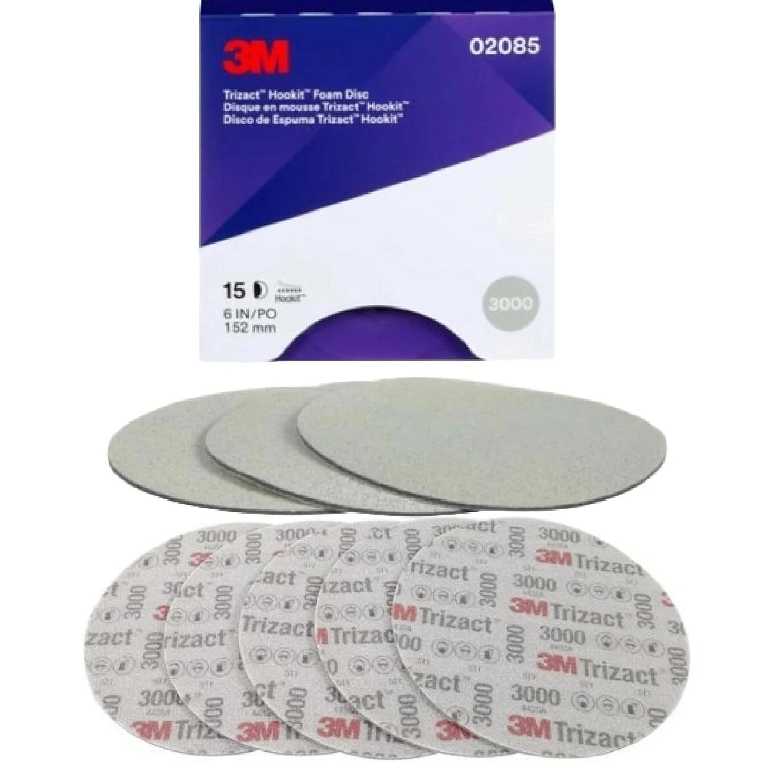 3M Trizact 02085 3000 6" Foam Discs (5 Discs). Fast Shipping