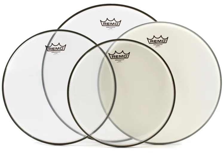 Remo Ambassador 4-pc Tom Pack - 12"/13"/16" - Clear with 14" Coated
