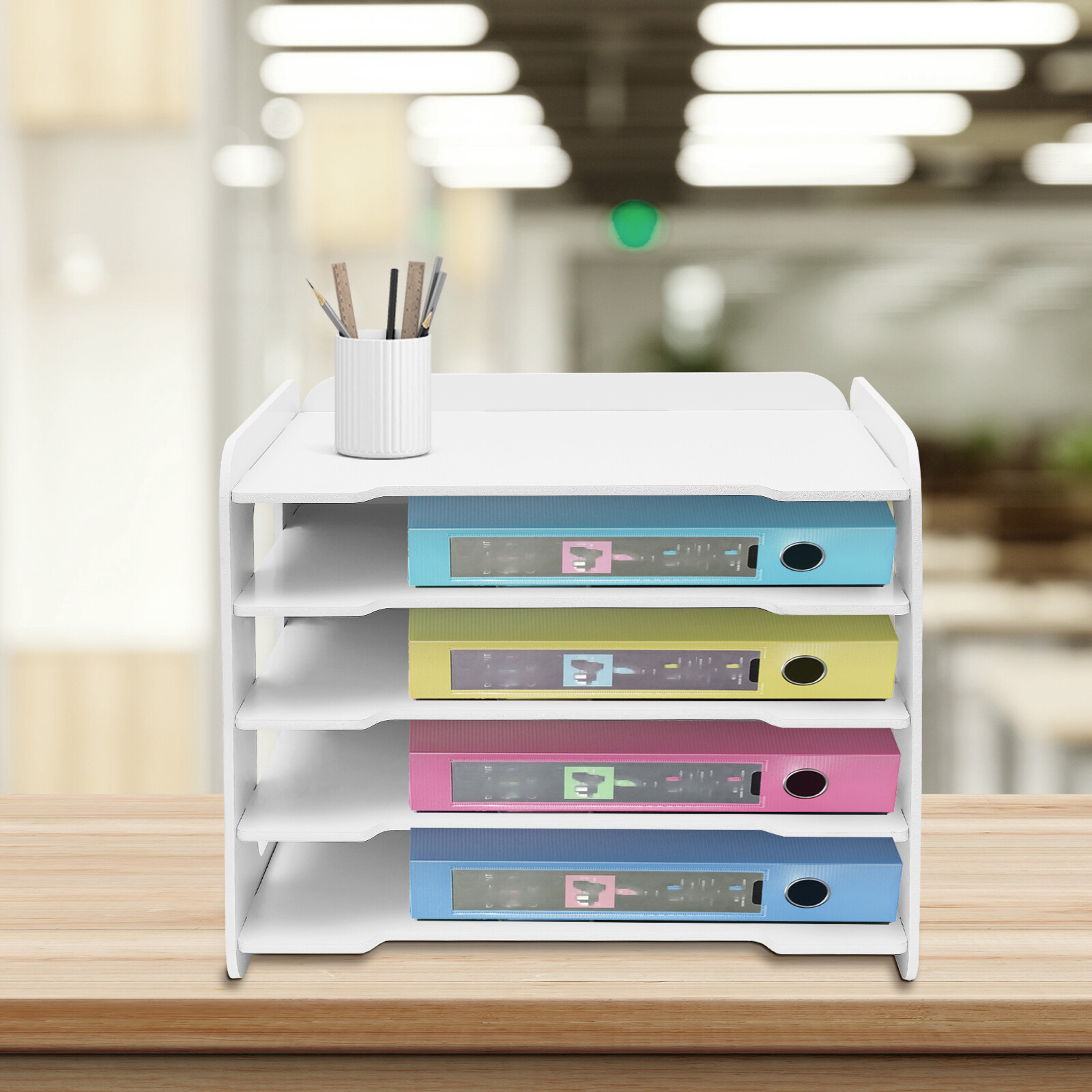 Stackable File Organizer Tray Desk Desktop Paper Document Tray Holder 5 Tiers