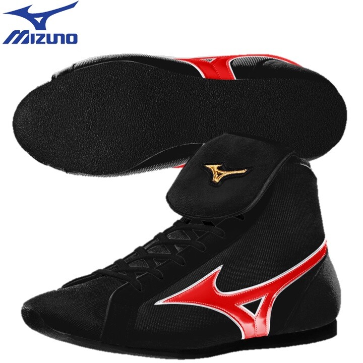 Mizuno Short Boxing Shoes BM538 Easy Spectra Black×Metal Red×Silver 24-28.5cm