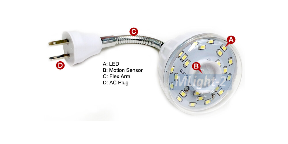 Motion-Activated Bright LED Night Light For AC Outlet Plug-In No Wiring Needed