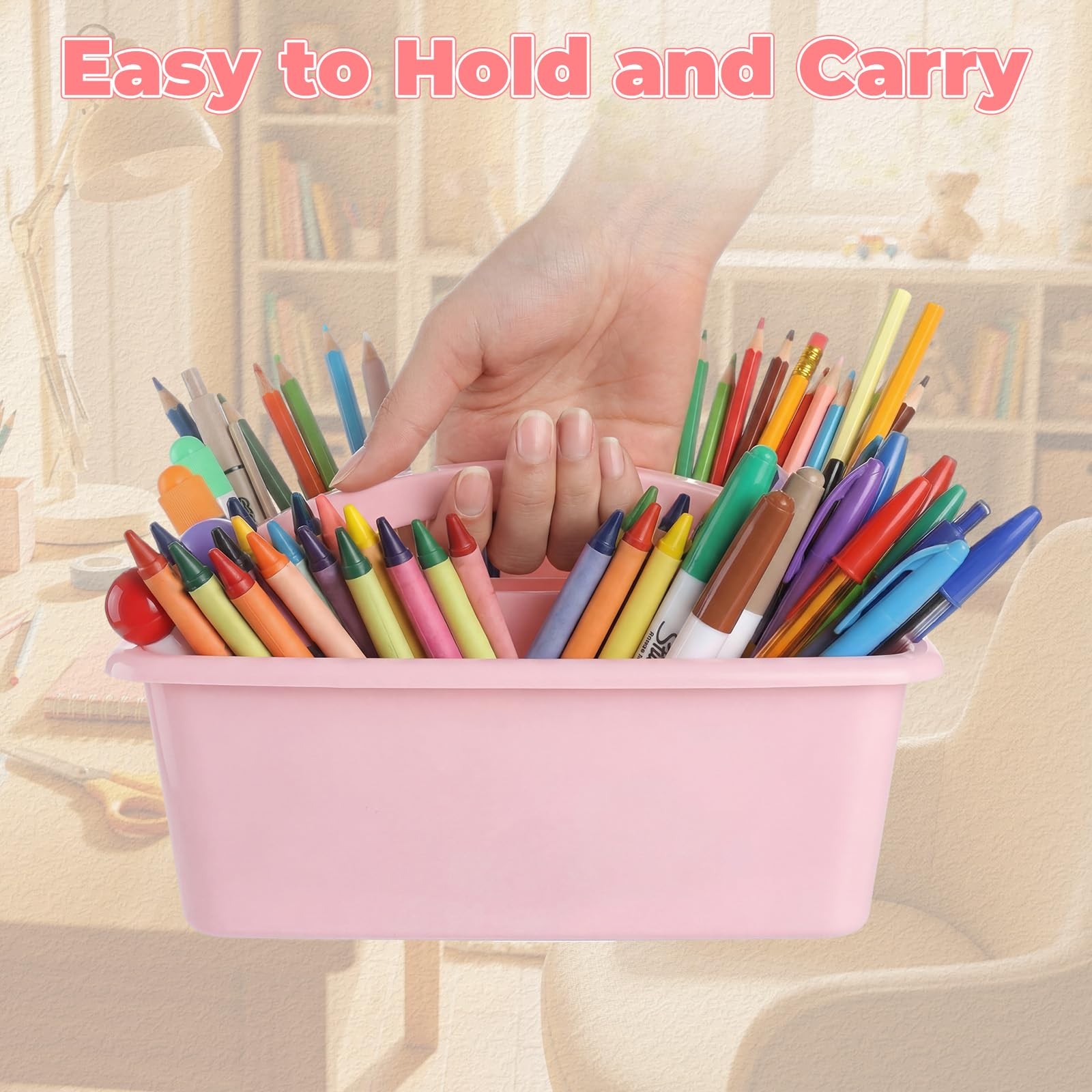 Kathfly 6 Pack Multipurpose Compartment Caddy Plastic Storage Boxes Handle