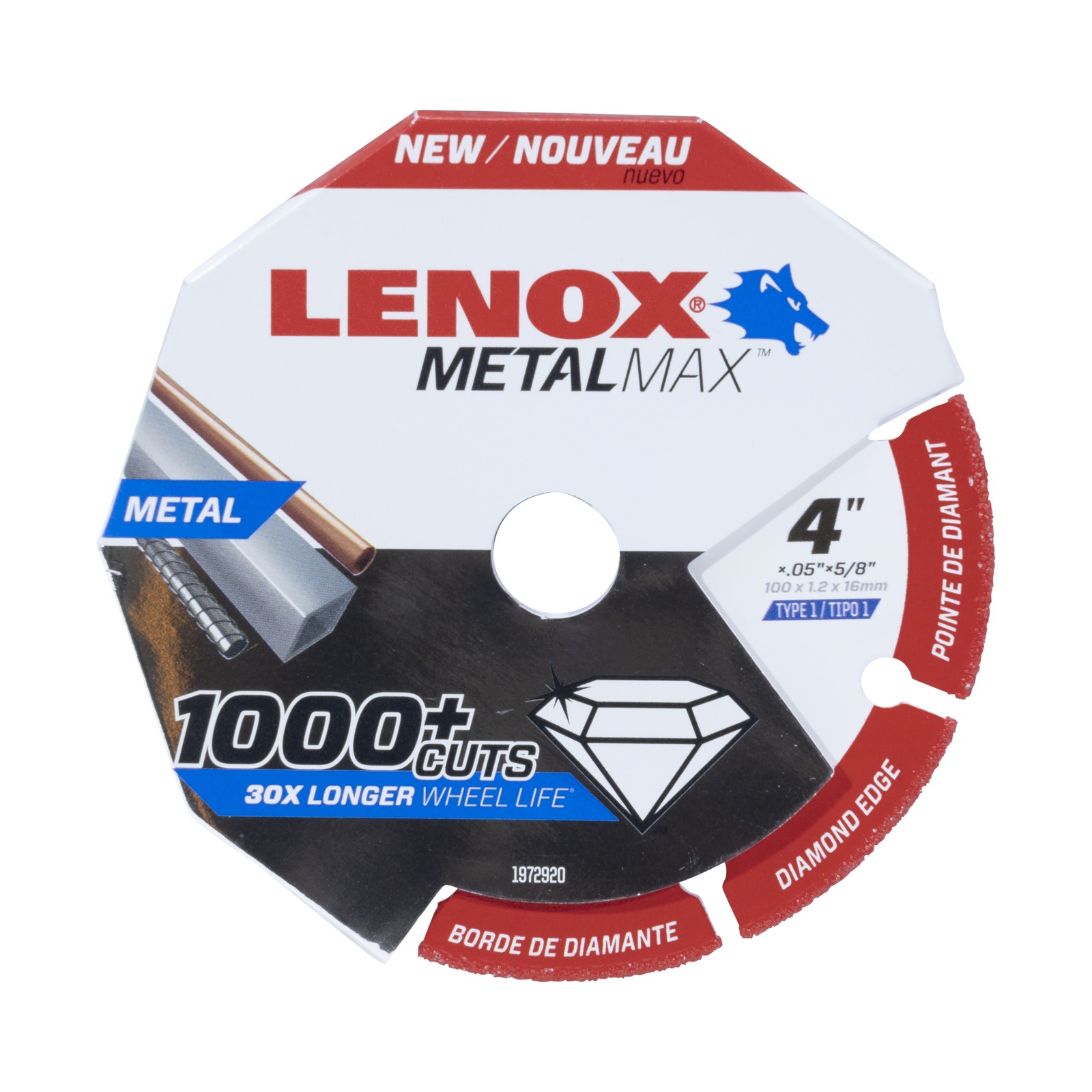 Lenox 1972920 METALMAX Diamond Edge Cutoff Wheel, 4" x 5/8"