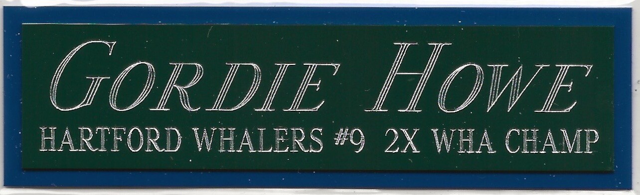 GORDIE HOWE HARTFORD WHALERS NAMEPLATE AUTOGRAPH Signed STICK PUCK JERSEY PHOTO