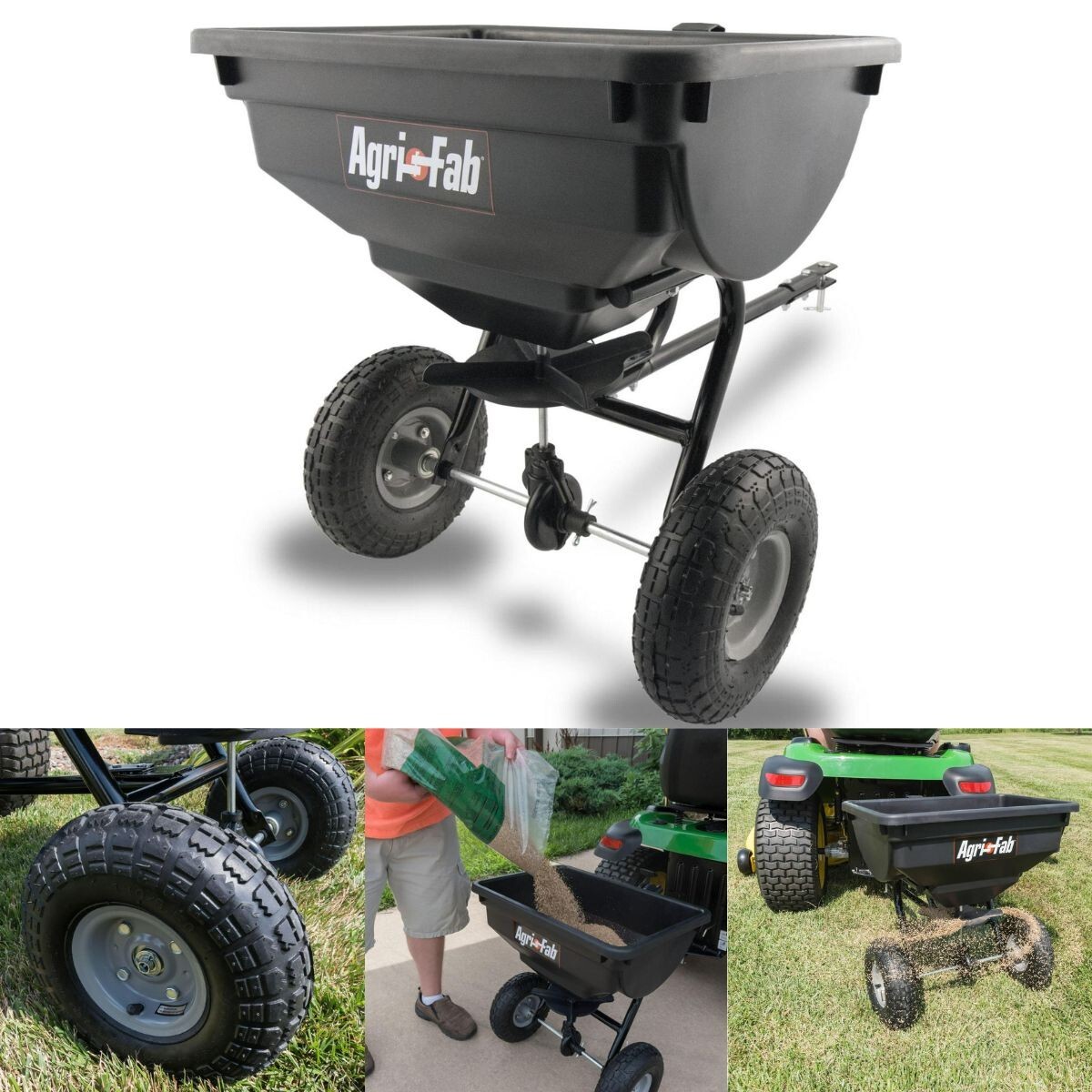 85 Lb Behind Broadcast Spreader Tow Hopper Fertilizer Seed Atv Lawn Tractor Pull