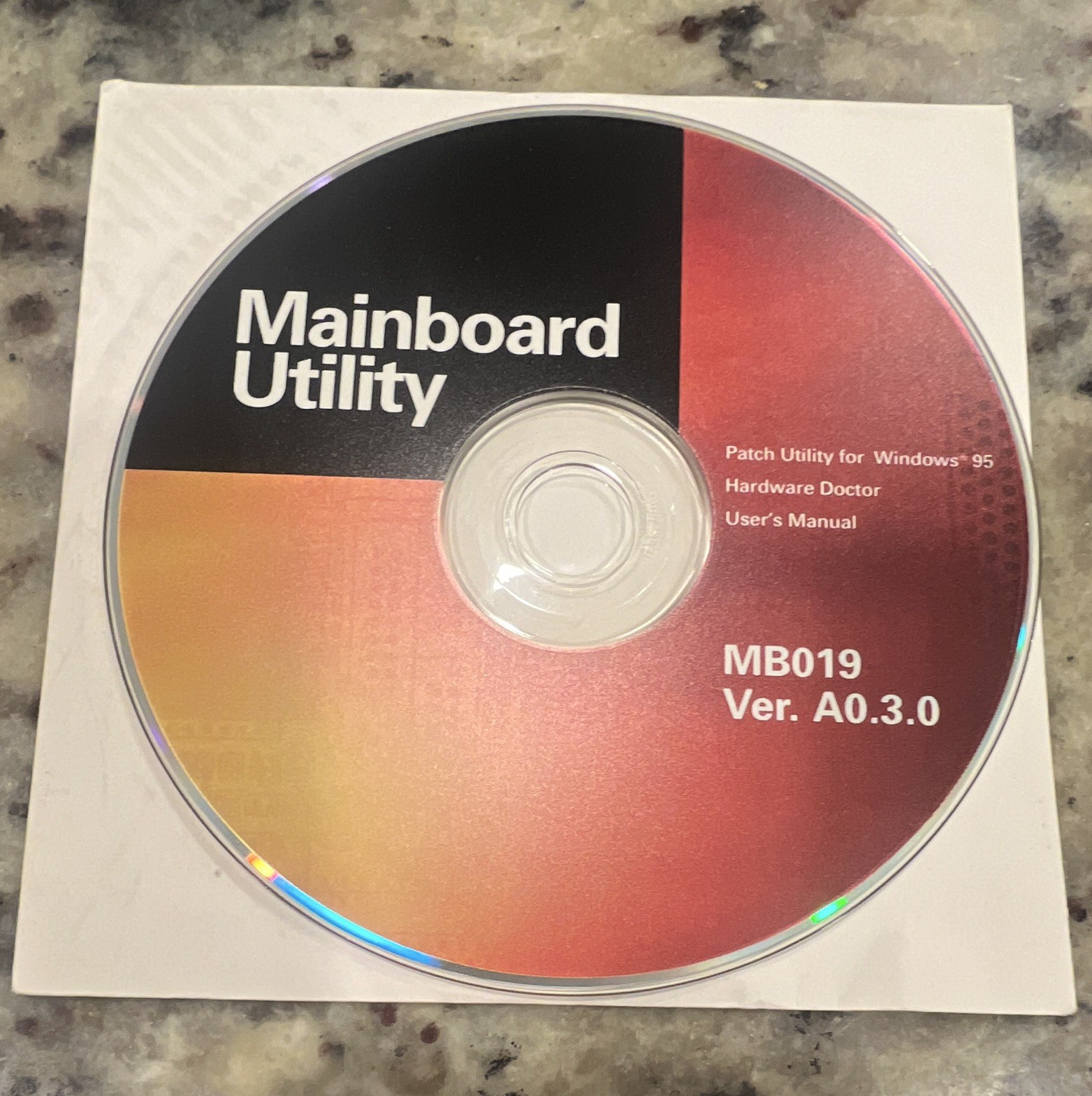 MB019 Ver. A0.3.0 Mainboard Utility Suites CD Patch Utility Windows 95