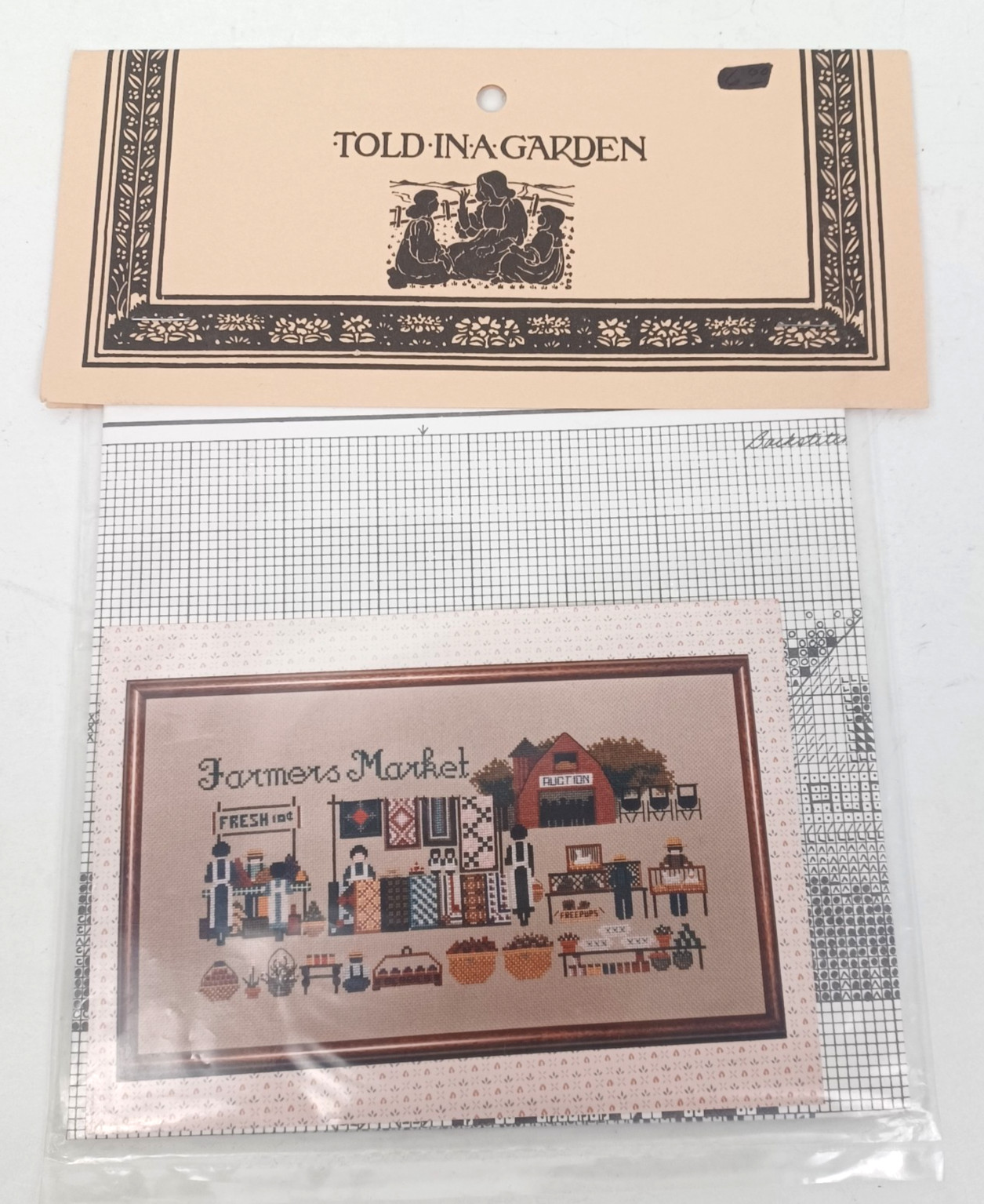 Told in a Garden Cross Stitch Pattern Farmers Market Design Area 7 1/4" x 15"