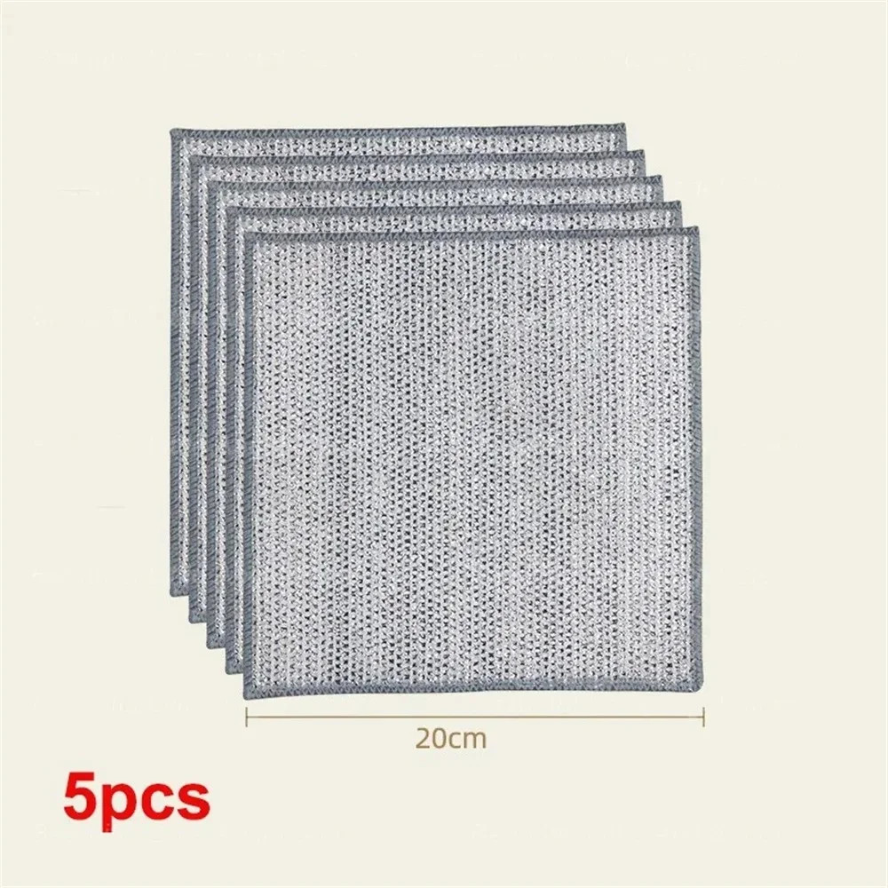 20/5pcs Thickened Steel Wire Cleaning Cloth Non-Scratch Double-layer Iron Microf