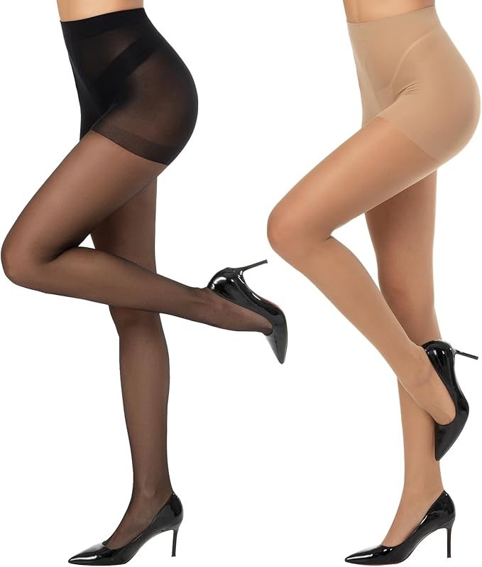 6 PAIRS Sheer Black & Natural Tights for Women High Waist Ultra Thin Sz XL BNWT