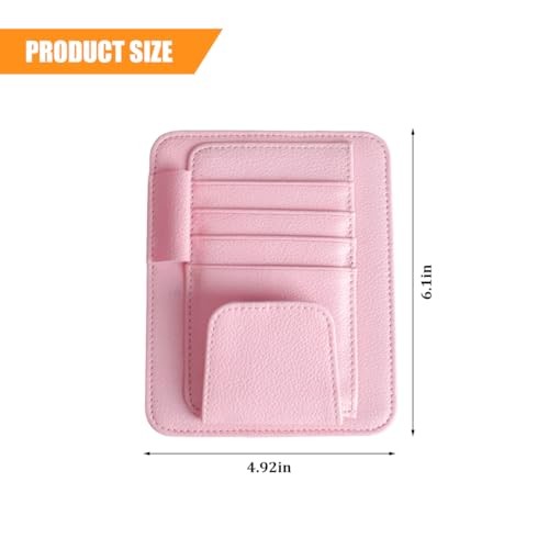 Car Sun Visor Organizer, PU Leather Vehicle Visor Document Storage Pocket Pink