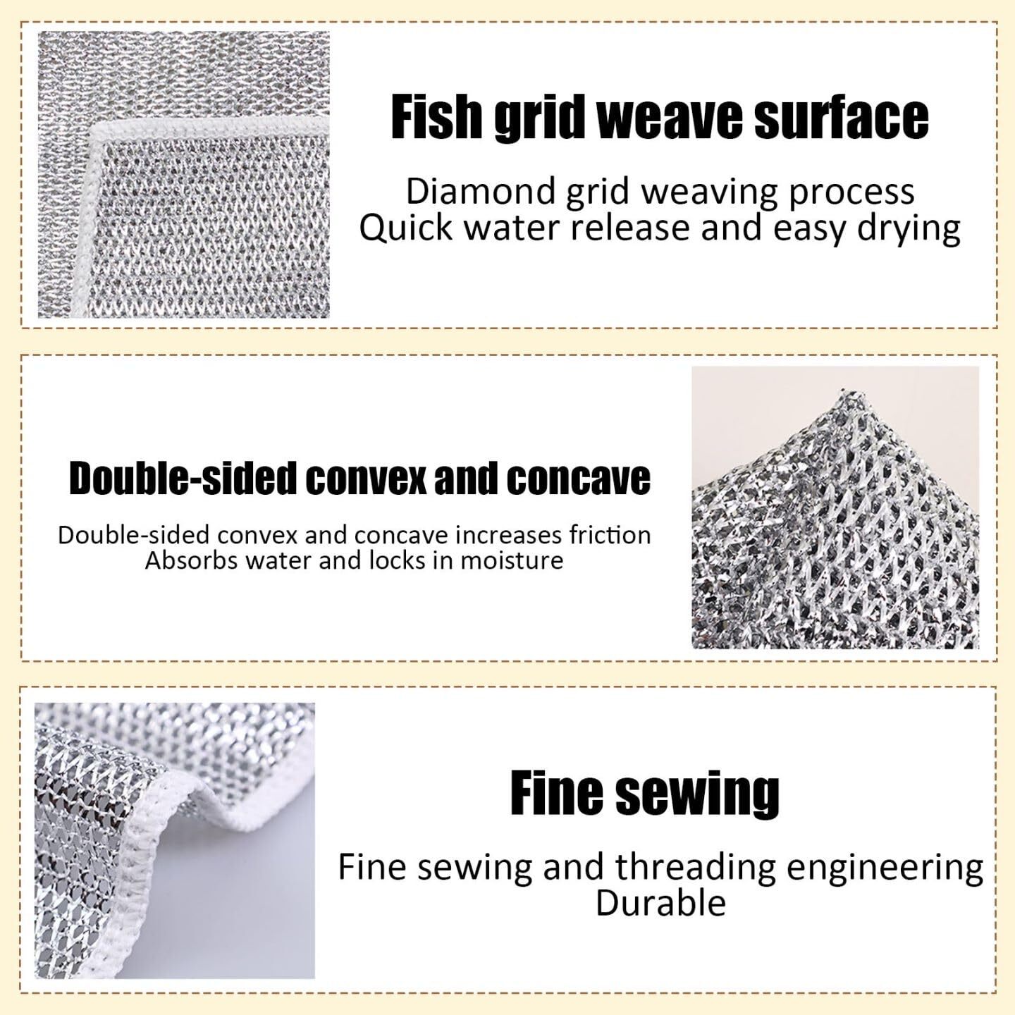 Non Scratch Wire Dishcloth 6 Pack With 1pcs Kitchen Sponges For Dishes Double La