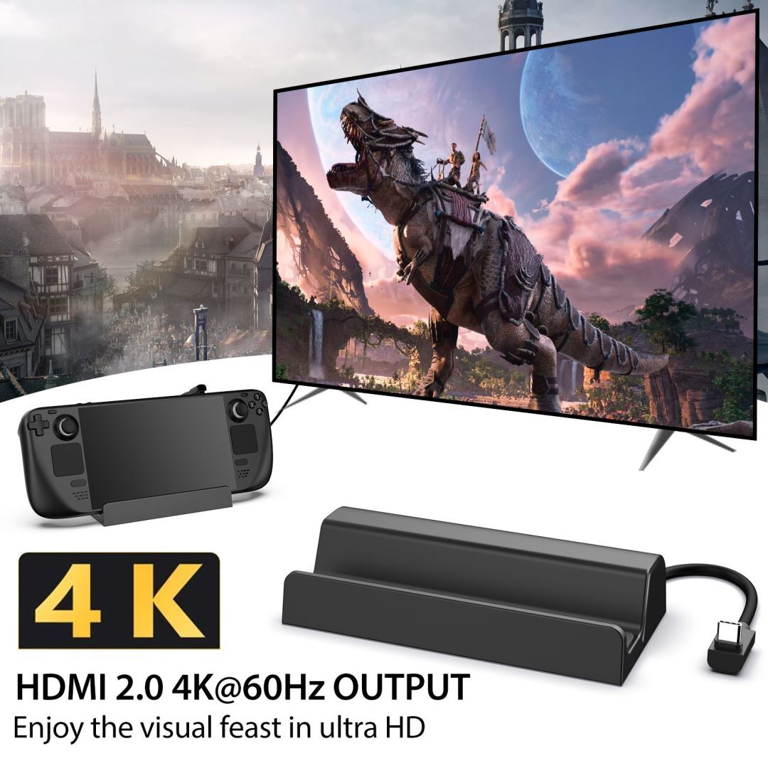 6 in 1 Docking Station For Steam Deck/ROG Ally,100W PD Charging with HDMI 2.0 4K