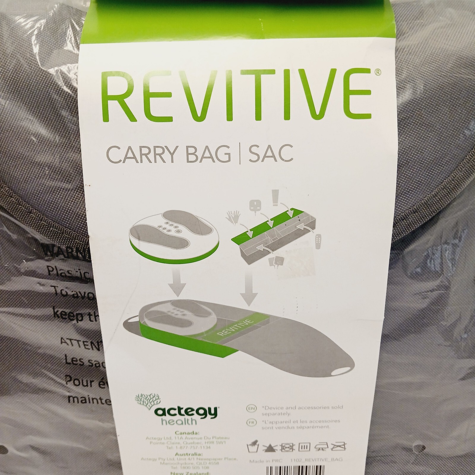 Revitive Carry Bag Sac For Revitive Circulation Booster Gray & Green Canvas NEW
