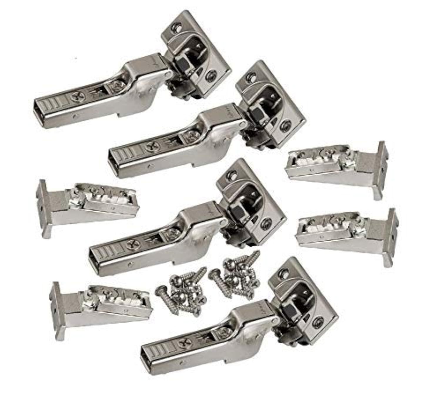 4 Pack Nickel Plated Soft Close Hinge for Inset Doors 6 Way Adjustment