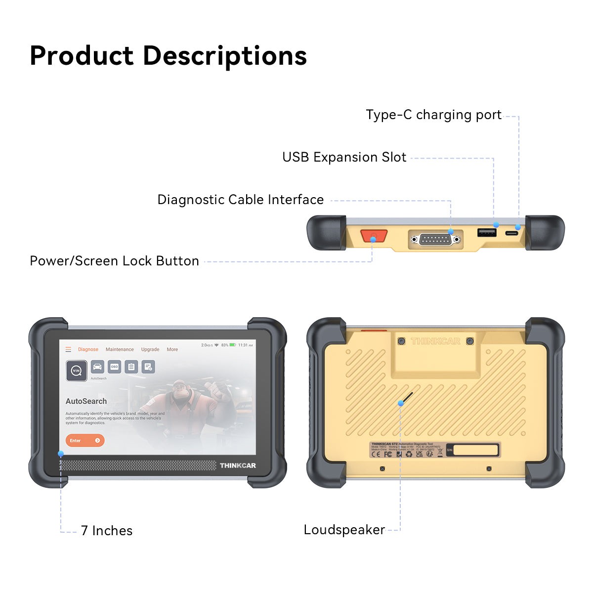 ThinkScan 672 Lifetime FREE Update Scanner All System Diagnostic Bidirectional