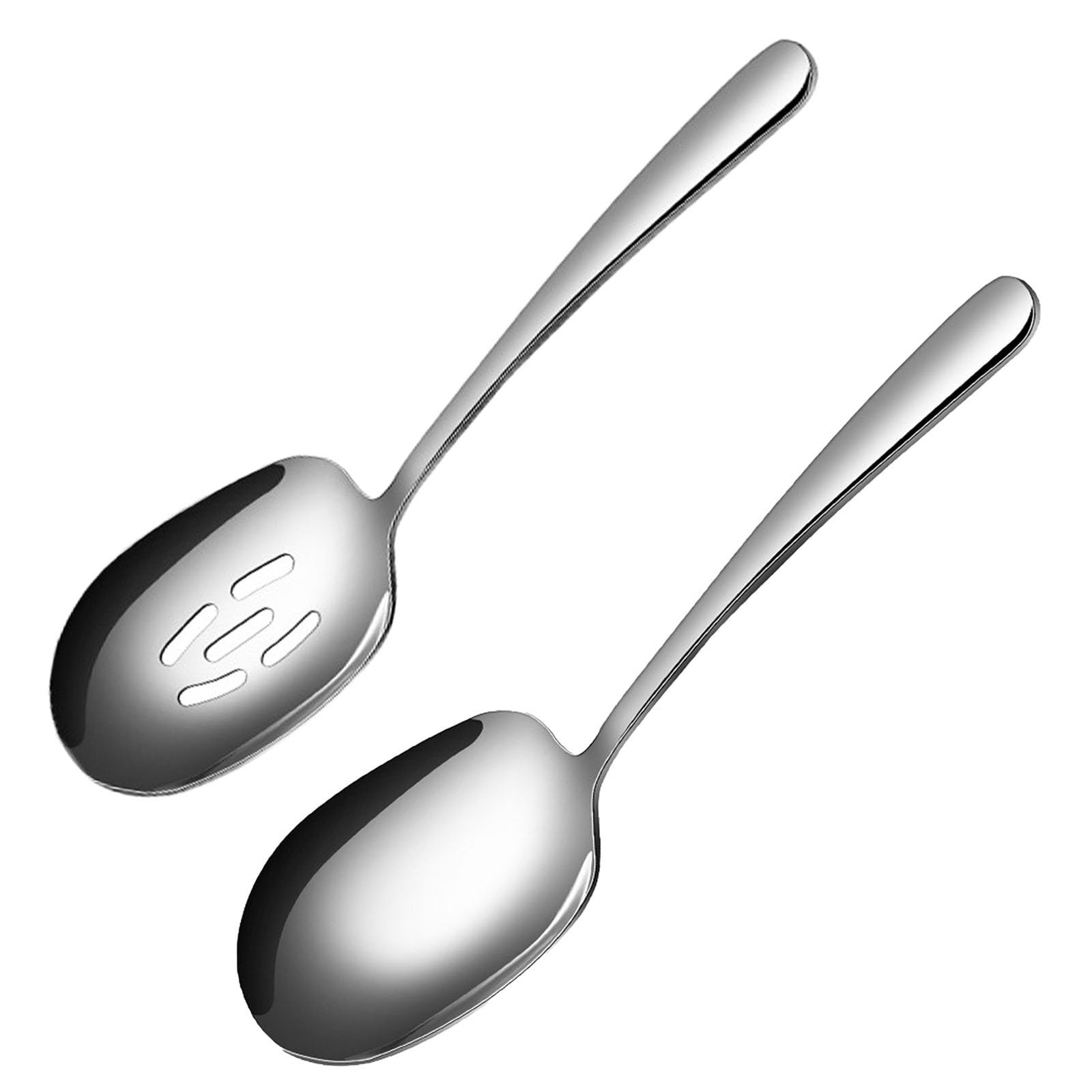 2 PCS 10 Inch Stainless Steel Large Heavy Serving Spoon Slotted Buffet Set