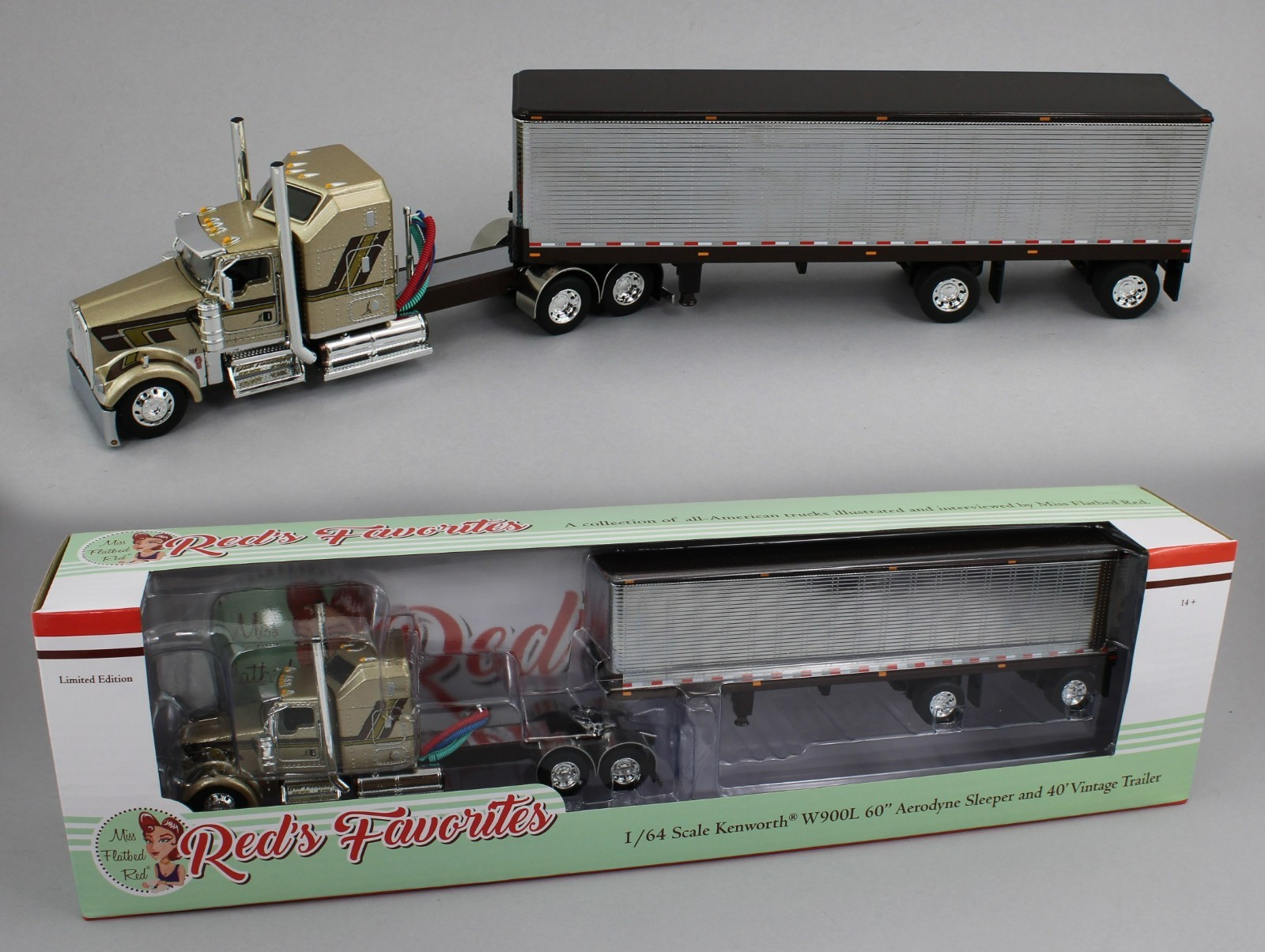 DCP 1:64 *RED'S FAVORITES* Jason Sanders Kenworth W900L w/Vintage Van Trailer