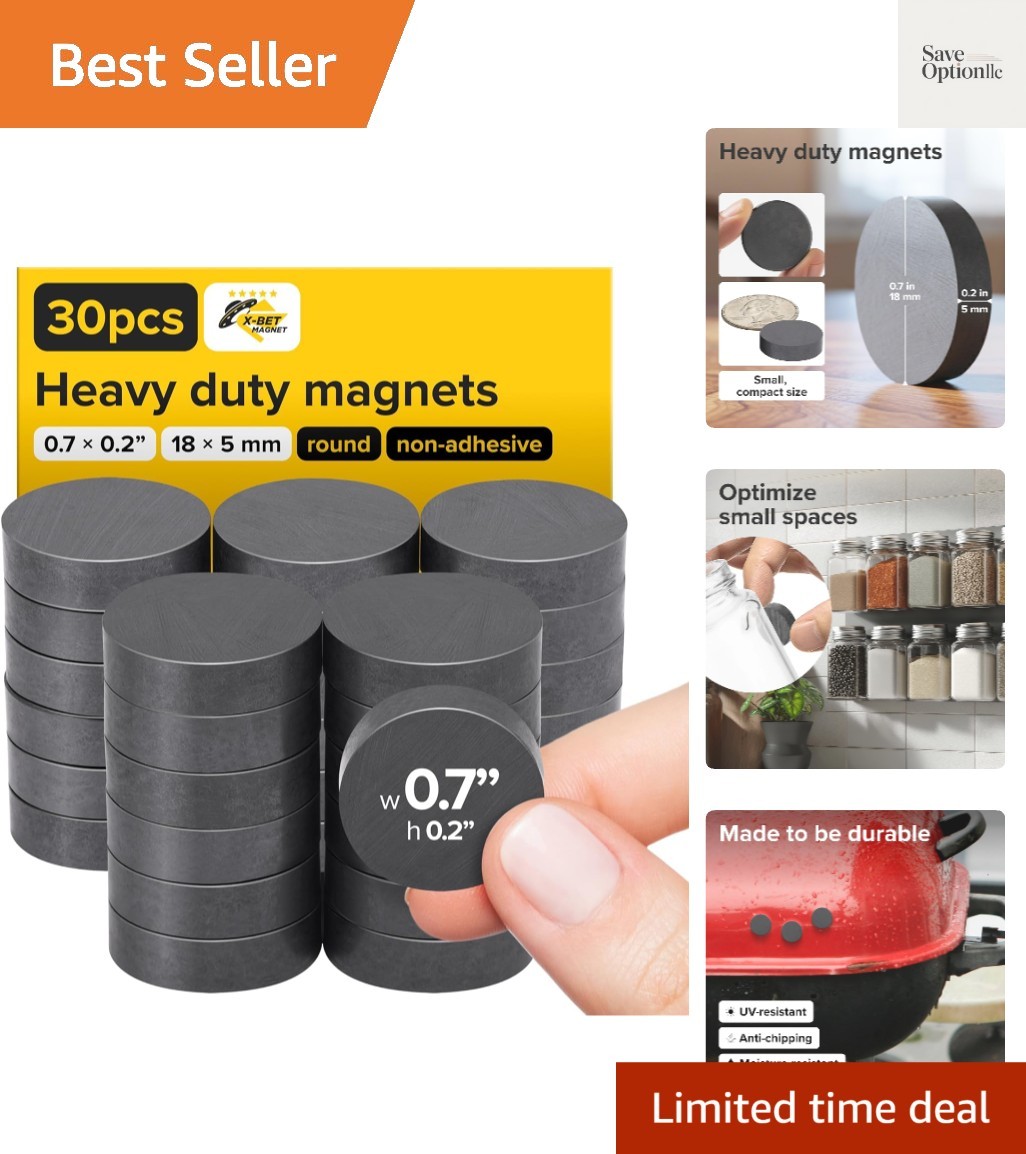 Ultra-Strong Ceramic Round Magnets 0.7x0."/18x5mm, 30 pcs - Heavy Duty Magnet...