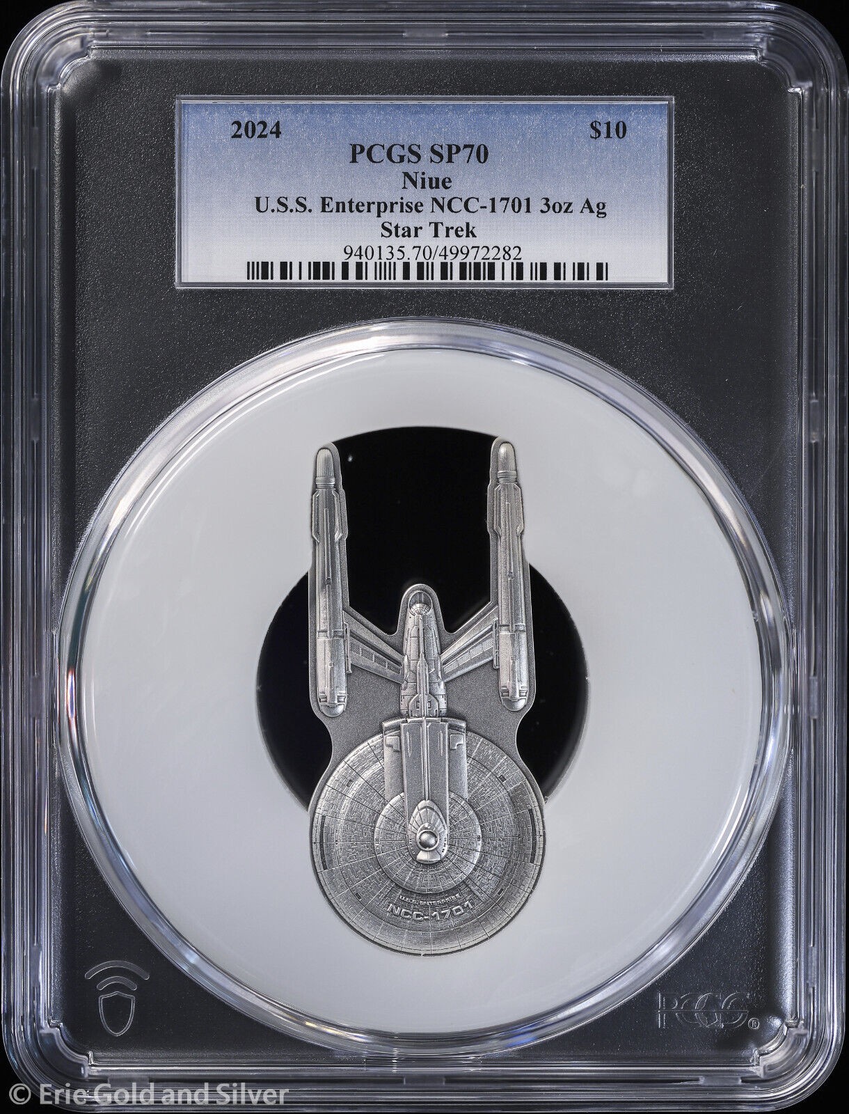2024 $10 Niue 3 oz Silver Star Trek USS Enterprise NCC-1701 PCGS SP 70