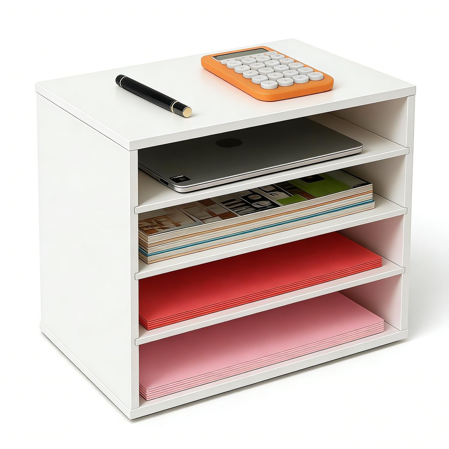4-Tier Adjustable Organizer, Large Capacity Desktop Organzier for Textbooks/M...