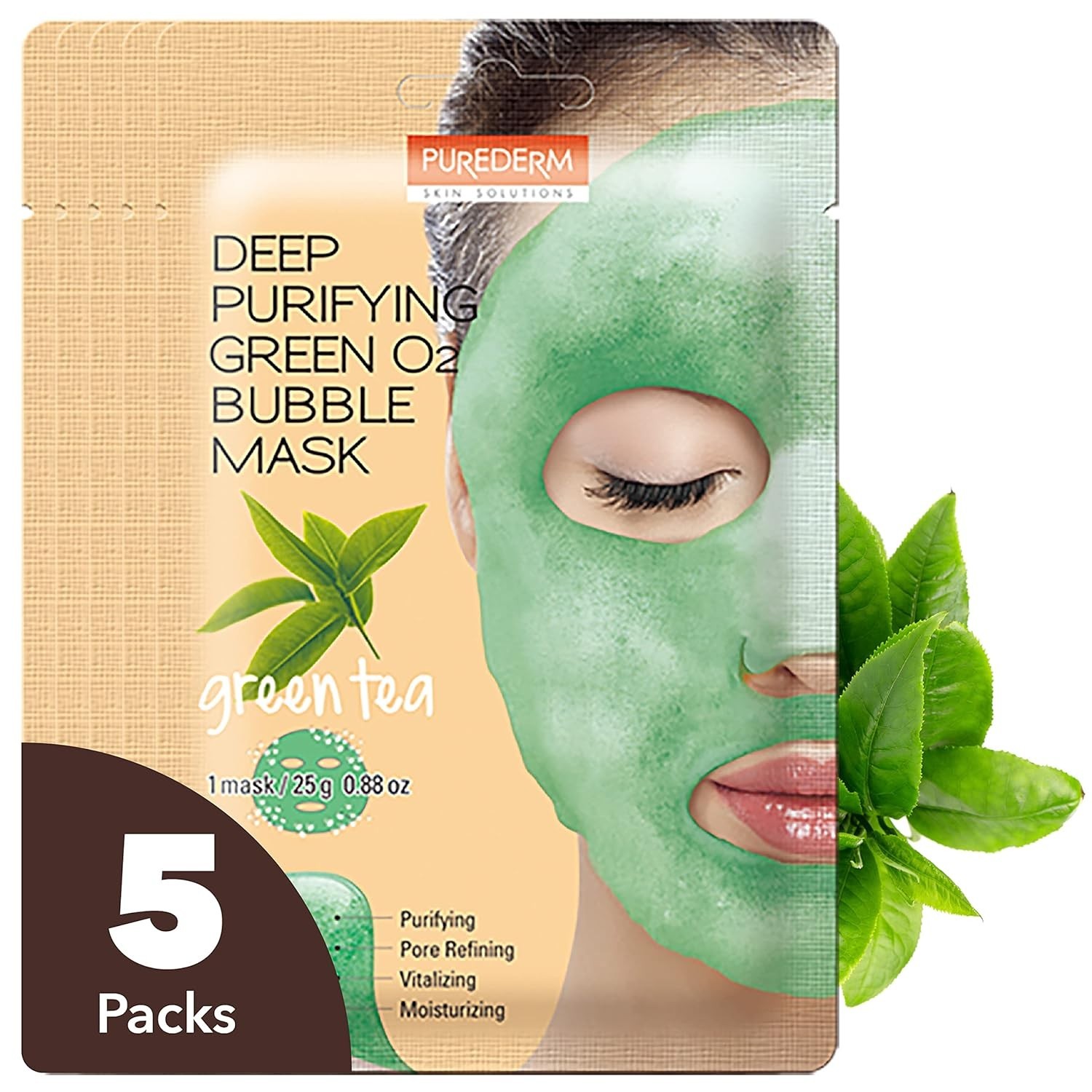 Deep Purifying Green O2 Bubble Mask 0.88oz x 5ea / Korean beauty/Bubble mask/Cle