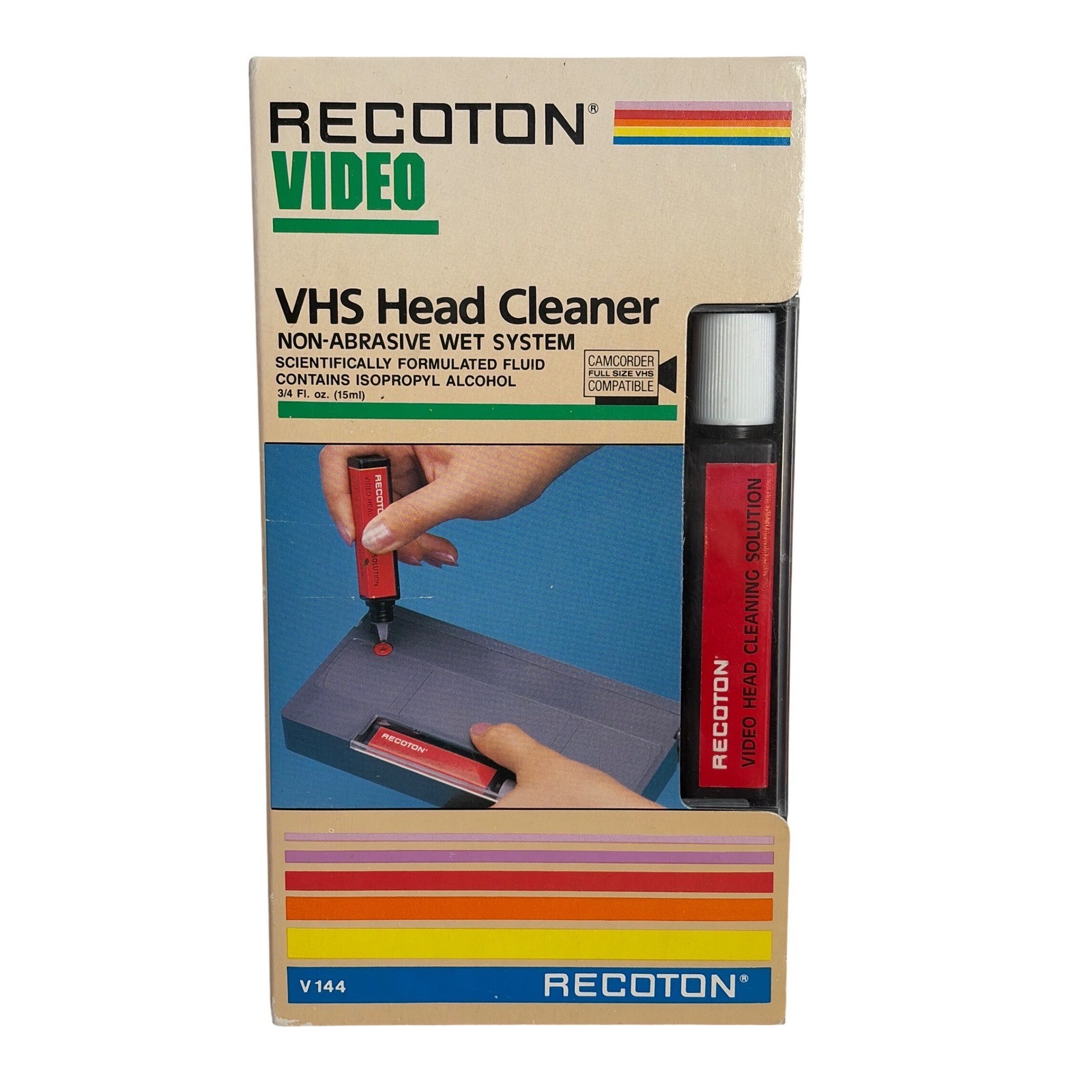 Recoton V144 VHS Head Cleaner Non-Abrasive Wet System VCR Camcorder 1990 Vintage