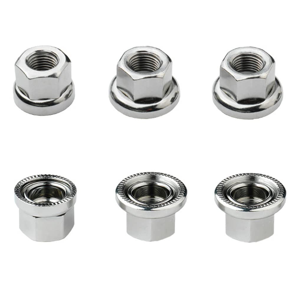 6pcs Bike Wheel Hub Nut Bike Flanged Axle Nut 3 Sizes M8/3/8"/M10 for Front a...