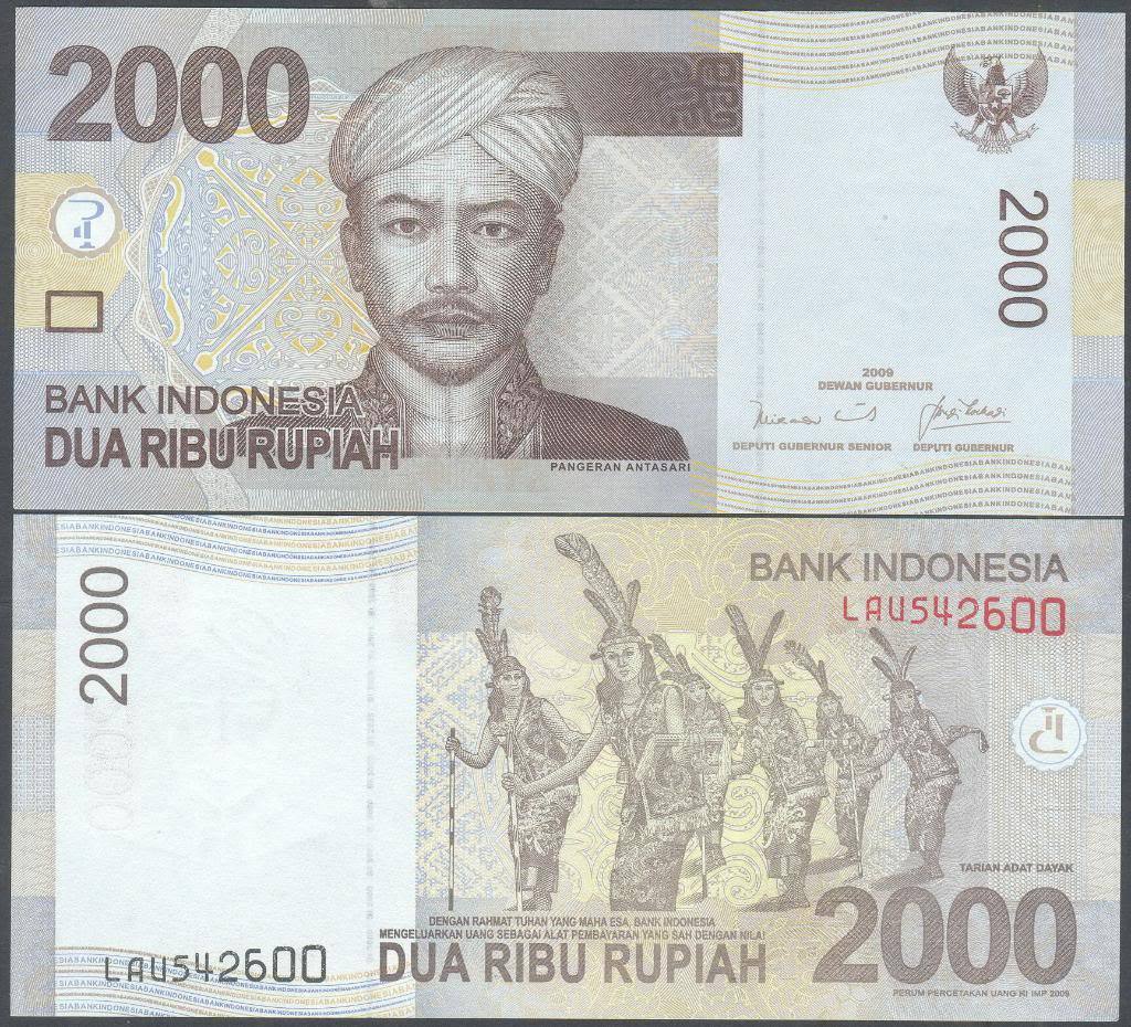 Indonesia 2000 Rupiah 2009 UNC**New Lot x5 notes