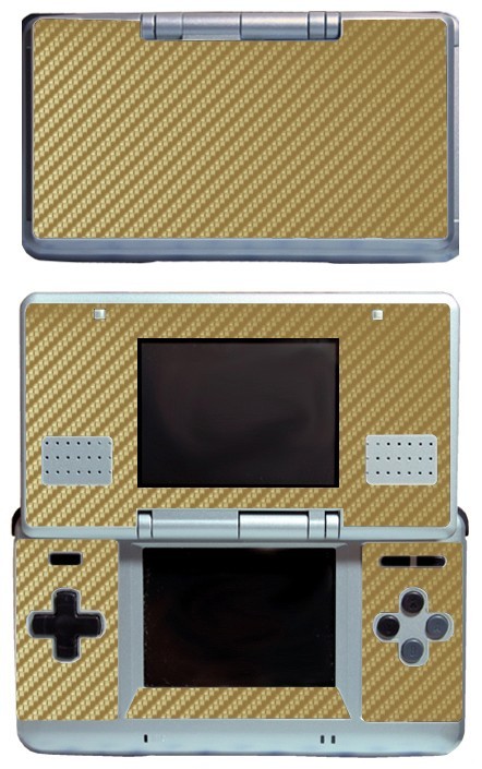 Golden Carbon Fiber Vinyl Decal Skin Sticker Cover for Nintendo DS Original