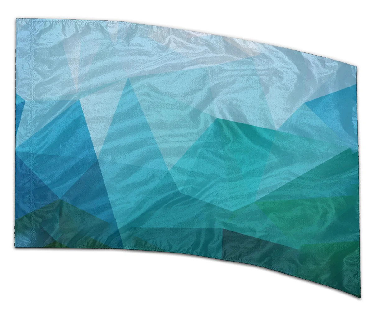 COLOR GUARD FLAGS AQUA FACETS SILKS - NEW - 36" x 54" Standard Curved