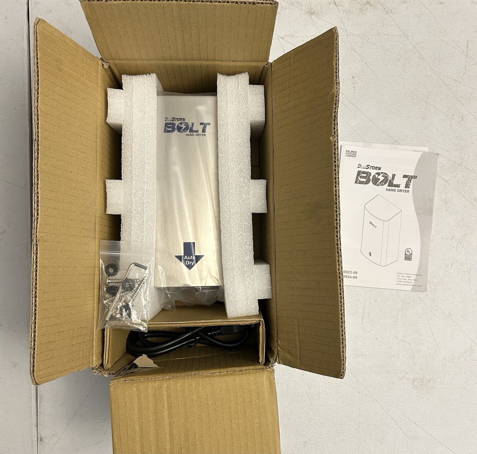 Blu Storm Bolt 110V Brushed Stainless Hand Dryer