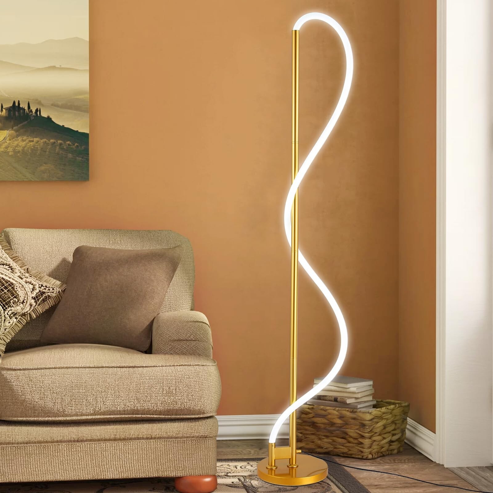 Modern LED Gold Floor Lamp, Flexible DIY Modeling Tall Standing Lamp, 35W/270...