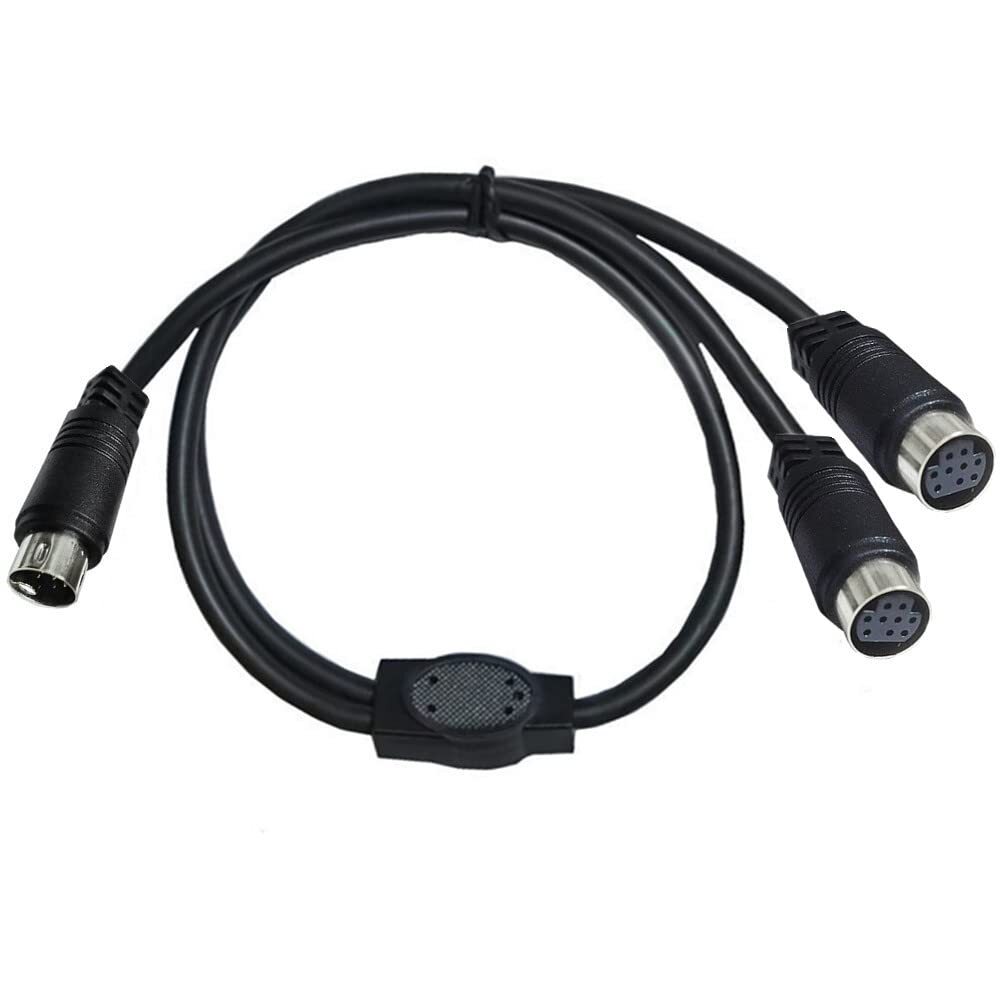 S-Video 9 Pin Mini DIN Y Splitter Cable Mini 9-Pin DIN S-Video Male to 2 Fema...