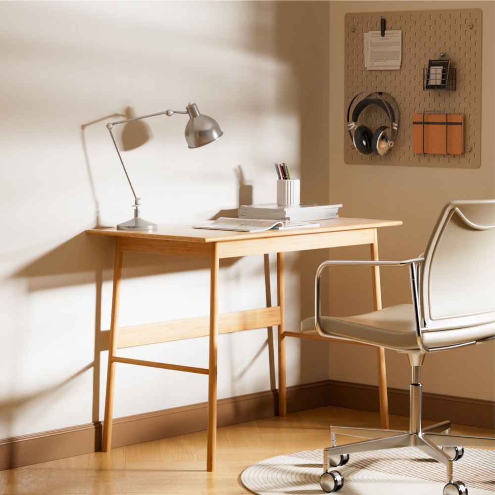 Modern Simple Work Desk Bamboo Writing Computer Desk for Gaming Desk Study Table