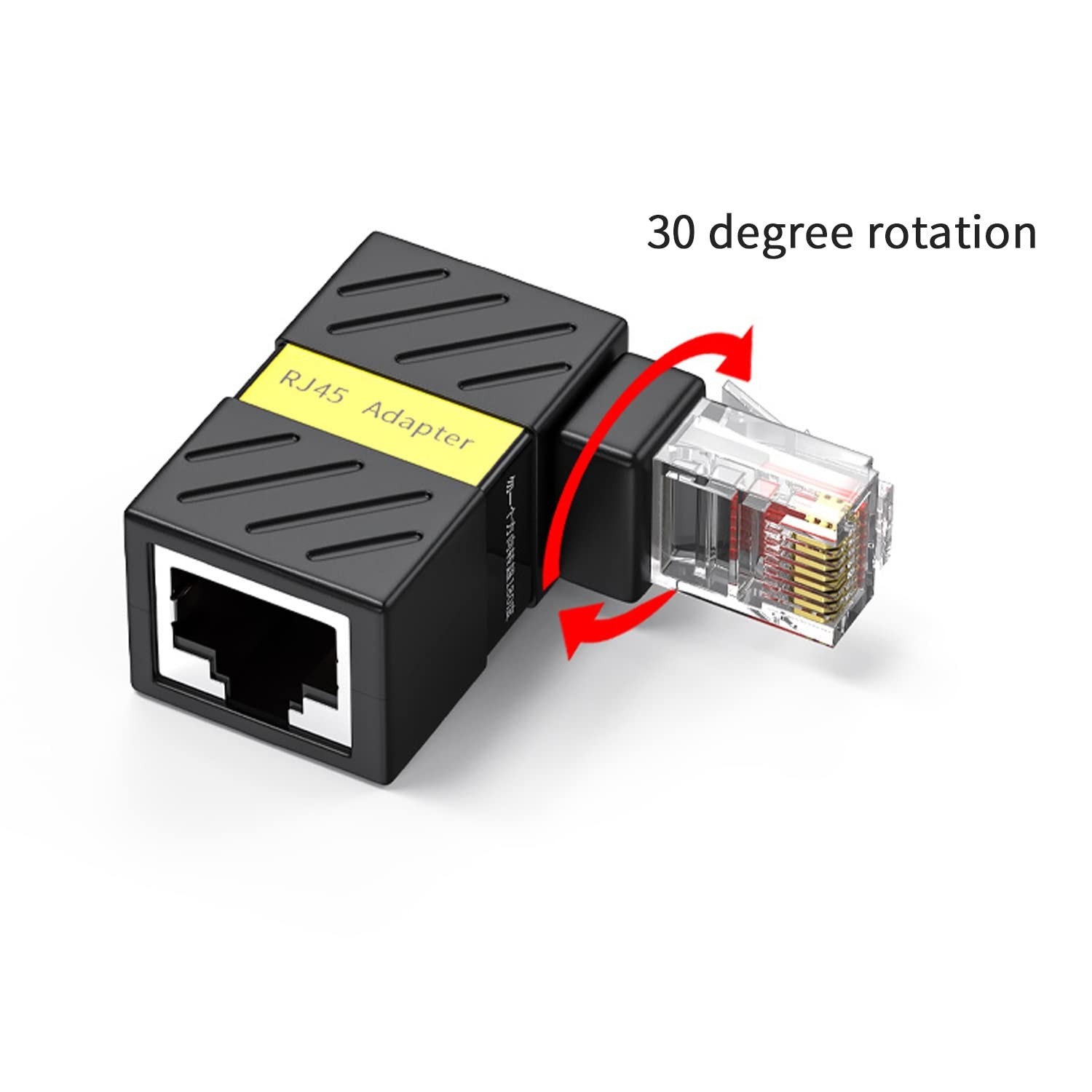 2 PCS 360 Degree Rotation 90 Degree Right Angle Cat6 Ethernet Extender Adapter