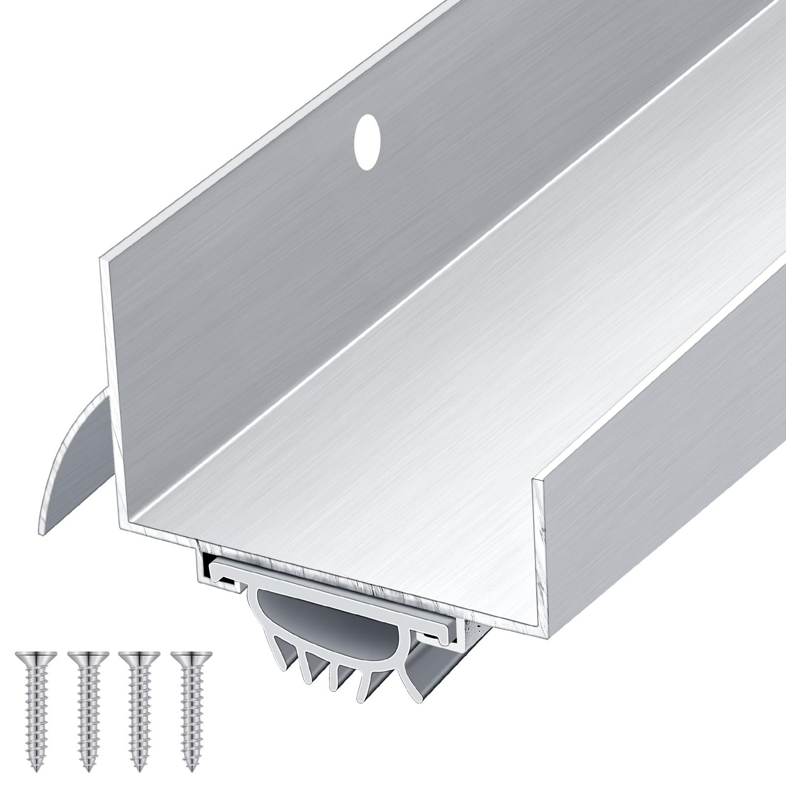 1 Pcs 1-3/4" x 36" U Shaped Aluminum Door Bottom Sweep with Drip Cap Screw-on...