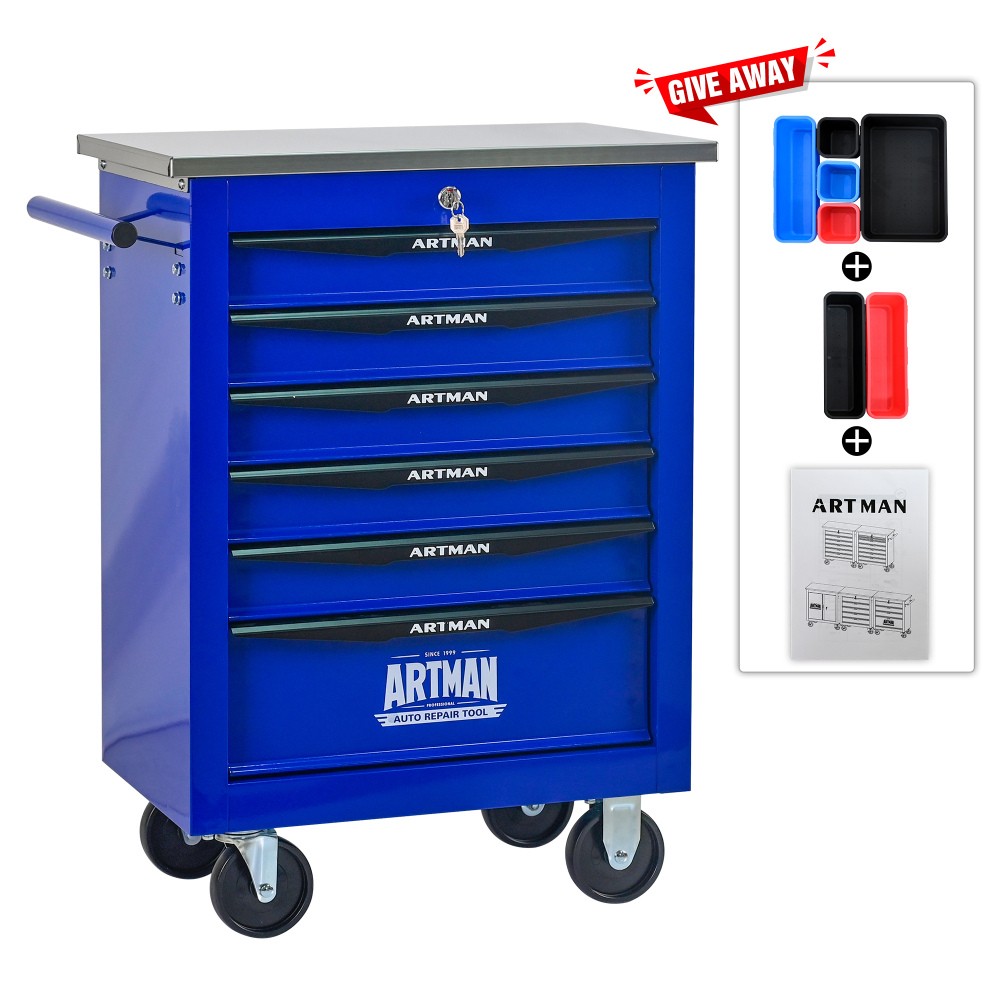 6-drawer multi-purpose tool cart with lockable toolbox suitable for garage&homes