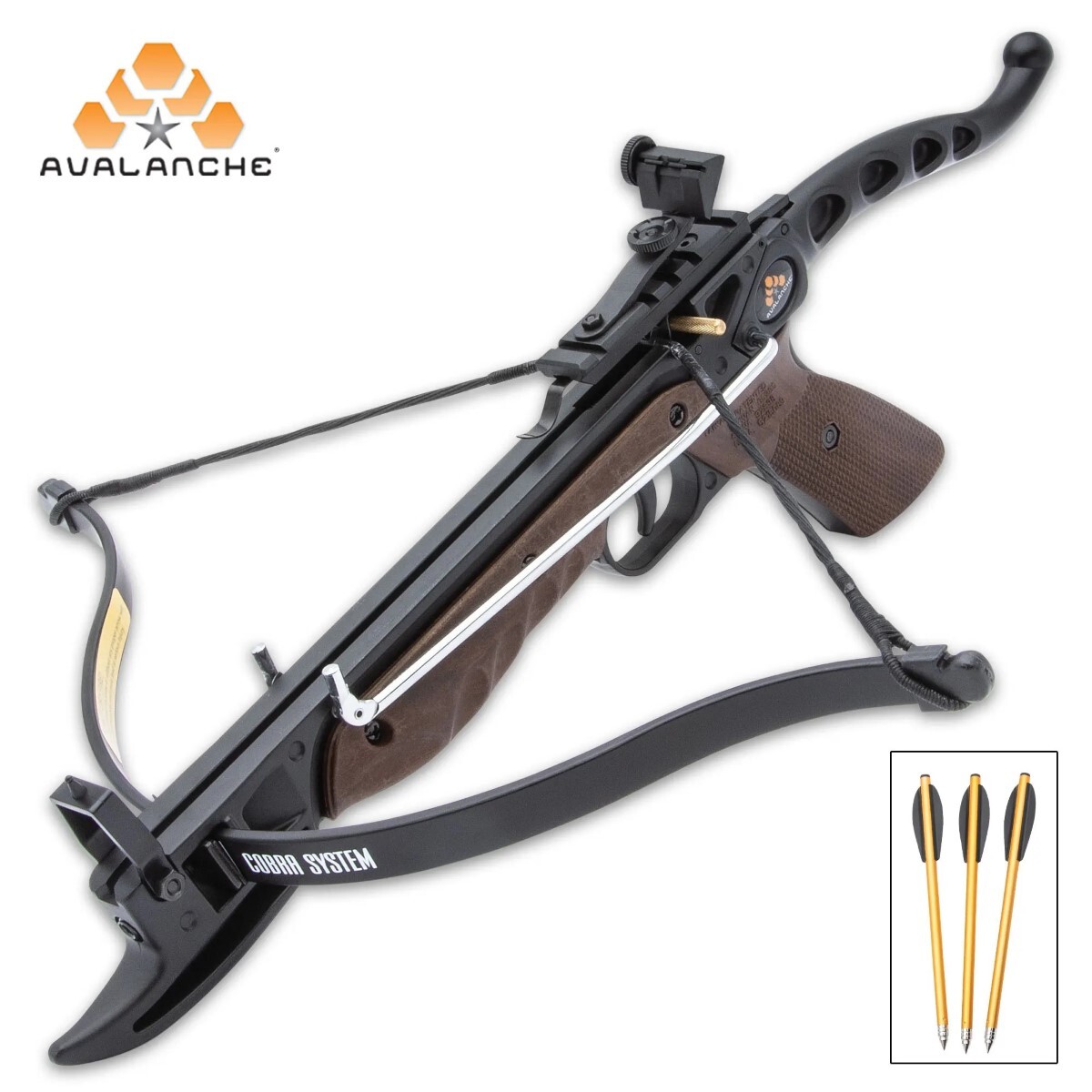 Avalanche Cobra Crossbow Pistol - Wooden Grip, Fiber-Graphite Limbs, (FVS029826)