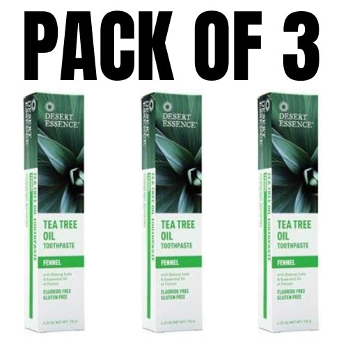 Desert Essence Tea Tree Oil Toothpaste – Fennel – 6.25 oz – Pack of 3
