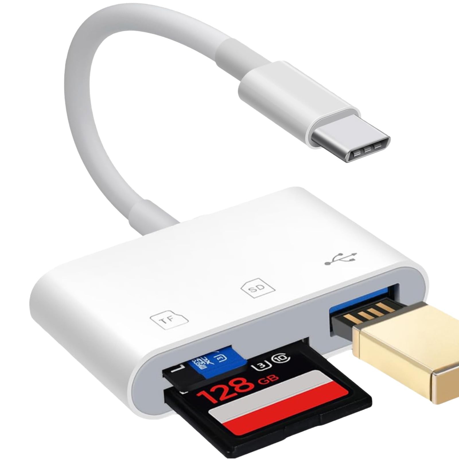 USB 3.0 Type C to SD/TF Card Adapter for iPhone 17 16 15, Apple MFi Certified...