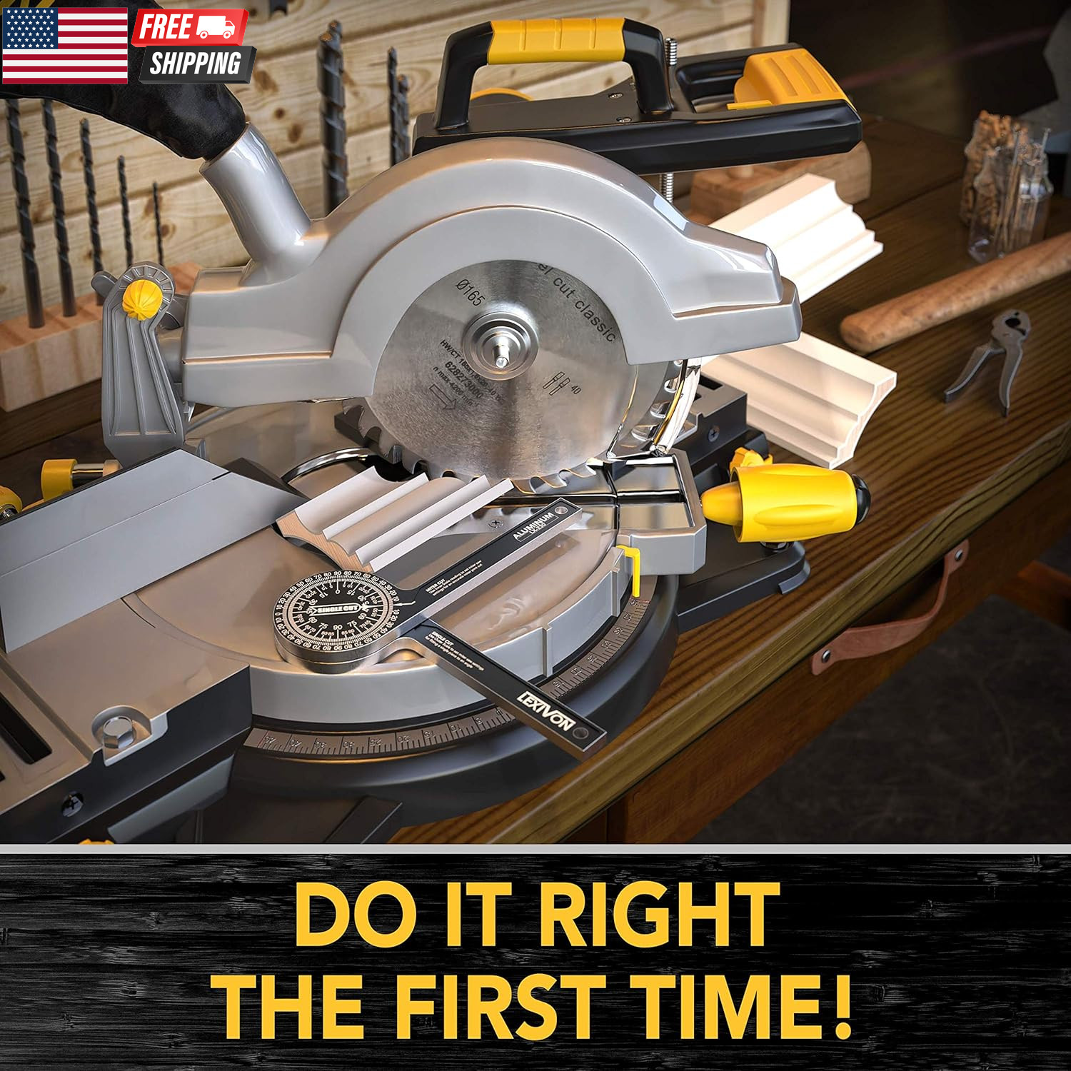 Aluminum Miter Saw Protractor | 7-Inch Rust Proof Angle Finder Featuring Precisi