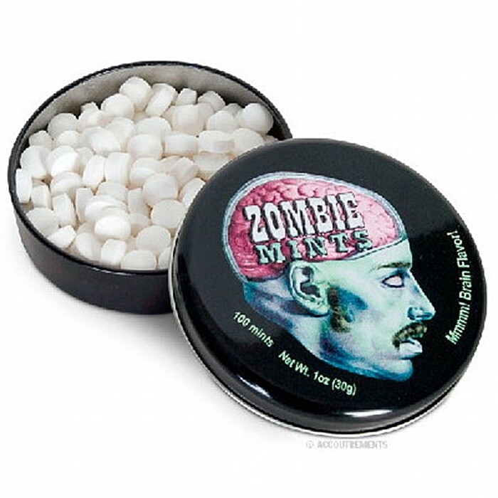 Zombie Breath Mints, Mmmm! Brain Flavor! in Illustrated Metal Tin SEALED